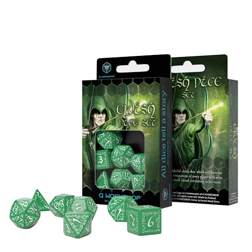 Elvish Green And White Dice Set